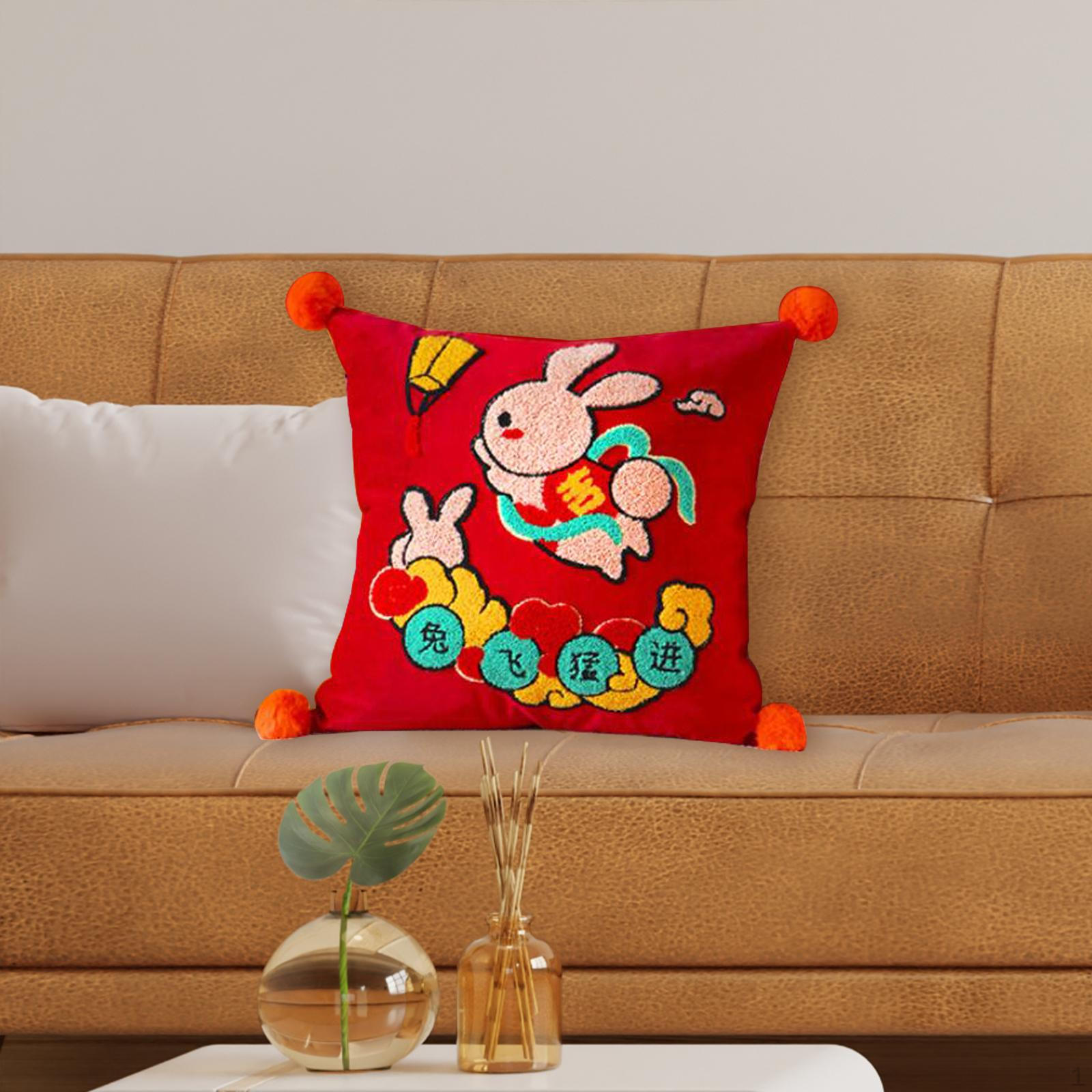 

Pillow Case Traditional Decorative Cover Pillowcase Embroidery Cushion for Spring Style A