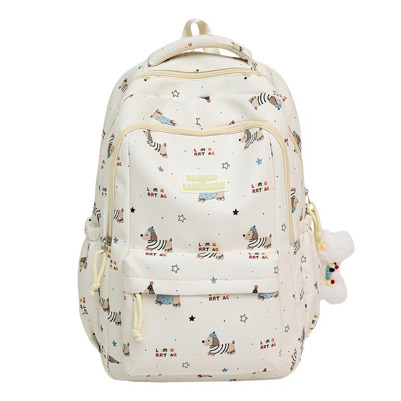 

Cartoon Print Student Schoolbag Women s Backpack Large Capacity Backpack білий