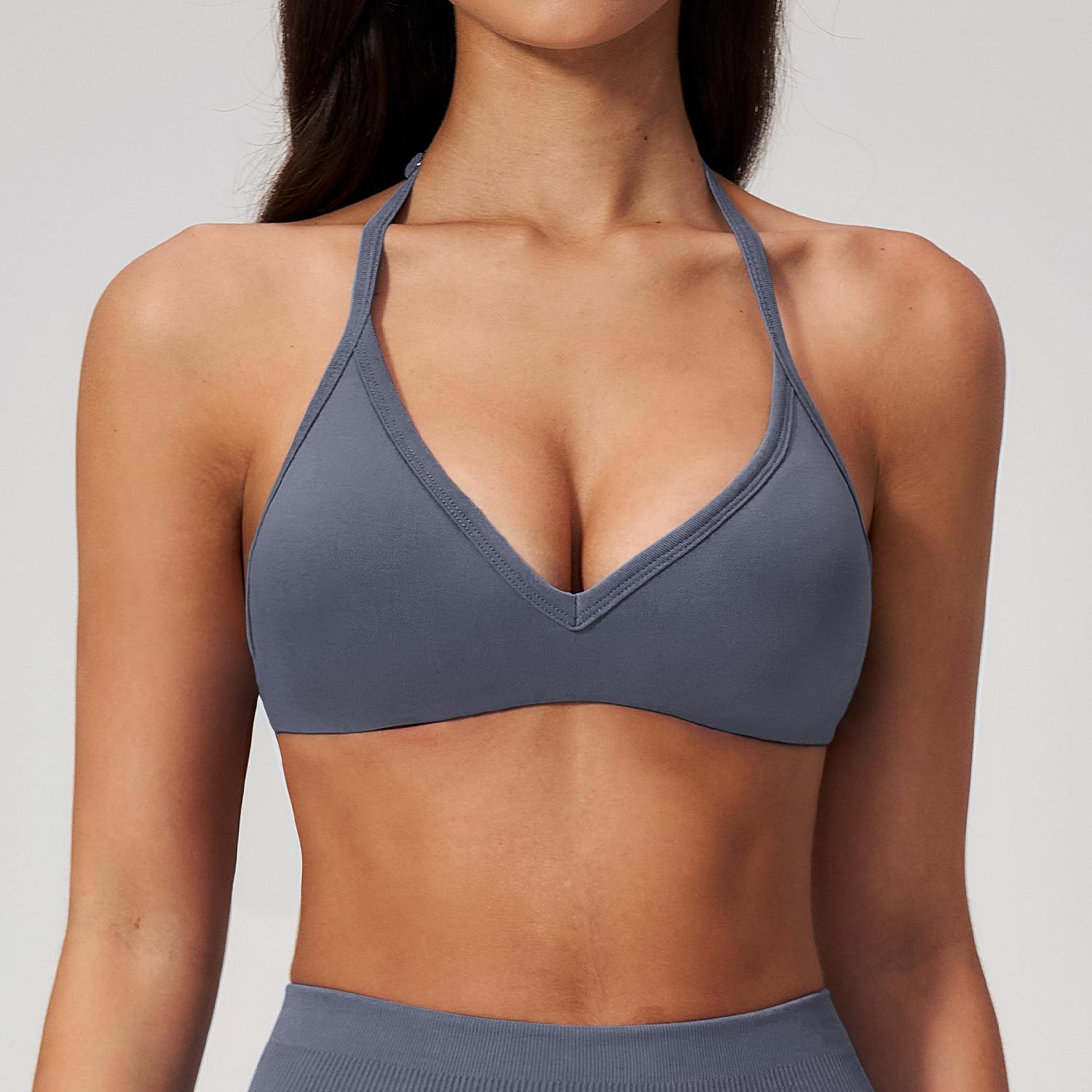 Seamless High Stretch Yoga Halter Bra - Slimming, Beautiful Back Sports Bra for Running & Fitness 3595 Small