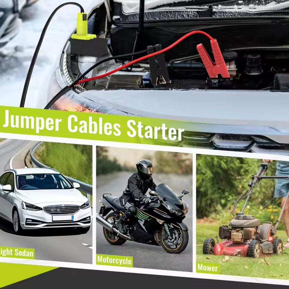 Jumper Cables Adapter Compatible With Ryobi 18V Battery, Battery Jump Starter Jumper Cables Alligator Clips Cables Power