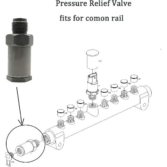 KEEPTOP F00R000756 Fuel Rail Pressure Relief Valve 1110010008 Limiting Valve Compatible with Dodge Ram 2500 3500 03-07 CUMMINS 5.9L Engine