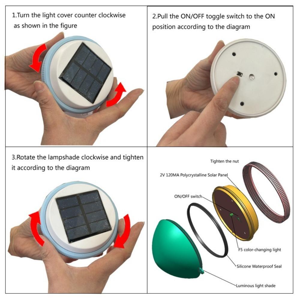 Rechargeable Solar Powered Floating Lights Vibrant Fountain Light Creative Pool Lights  for Pools