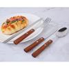 KXLCGYK 5-Piece Cutlery Set, 18-8 Stainless Steel with Wooden Handle, Spoon, Hollow Chopsticks, Fork, Knife, and Storage Bag, Portable for Camping, BB