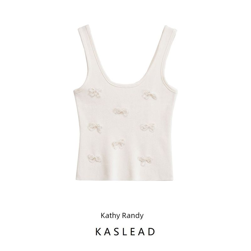 Kaslead New Arrival Women's Fashion Style Fashion Artificial Pearl and Rhinestone Bows Vest 6050355