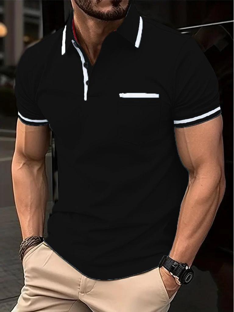 2026 Summer Men's Sports Polo Shirt with Button Pocket