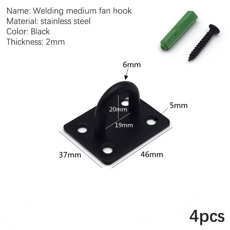 4Pcs Black Stainless Steel Top Hook Wall Bag Ceiling Fan Lamp Roof Fan U-Shaped Hooks