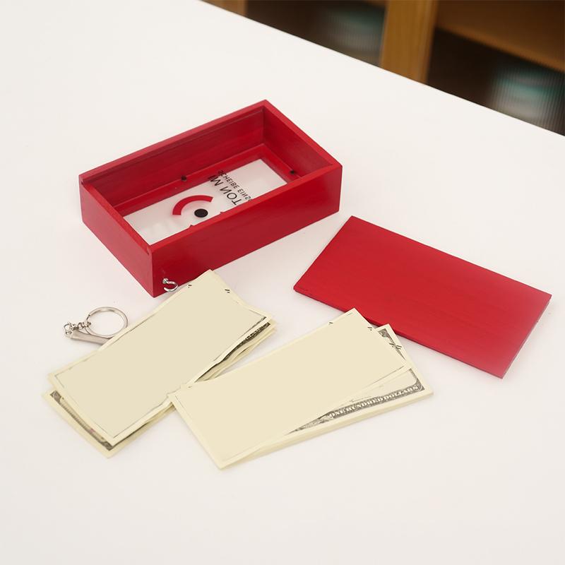 Transparent Money Bank Saving Money Box Creative Red Wood Pull Surprise Box Toy For Kids Adults Cash Storage Challenge Bank Gift