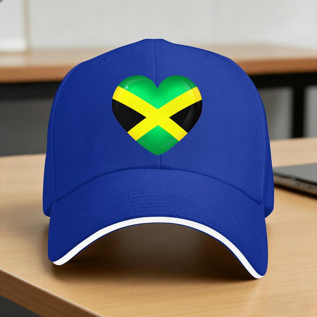 Jamaica Large Heart Flag Sun Baseball Cap Spring Classic Hip Hop Hats For Women Unisex Outdoor Sport Baseball Caps