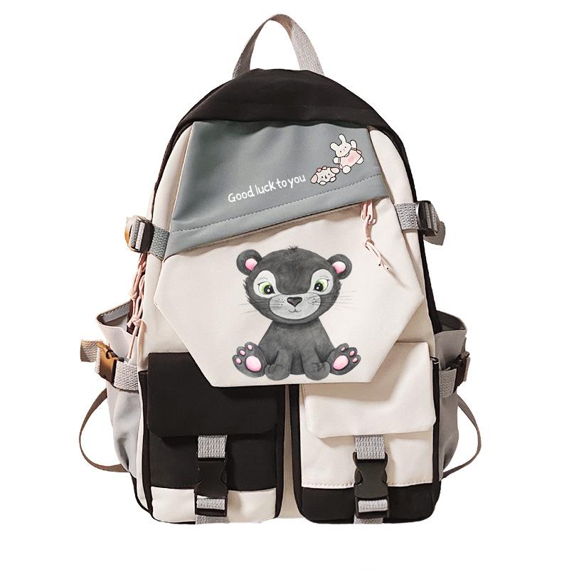 Giraffe Cartoon Printed Backpack Student Large Capacity School Bag