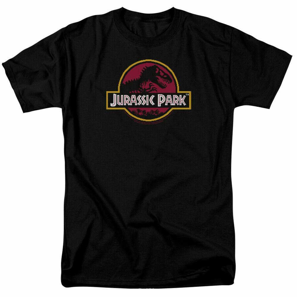 Jurassic Park 8-Bit Logo T Shirt Mens Licensed Dinosaur Movie Tee Black S
