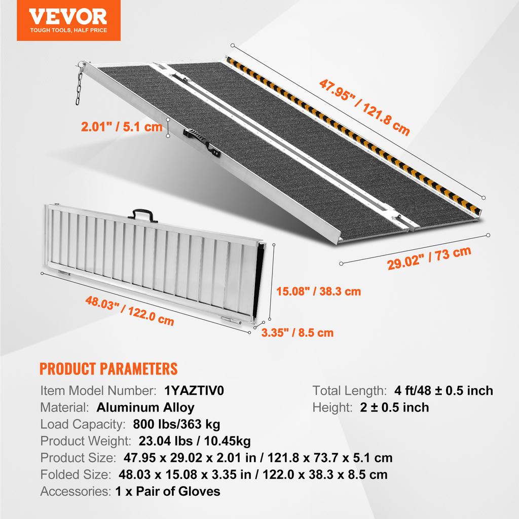 SucceBuy Portable Wheelchair Ramp Non-Slip Aluminum Folding Threshold Ramp Foldable Mobility Scooter Ramp Wheel Chair Ramp