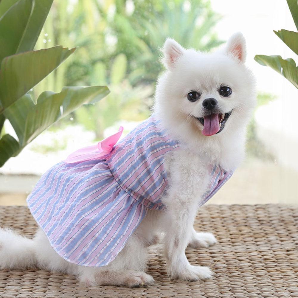 Blue Pink Bow-Knot Skirt For Pets Spring Summer Princess Pet Dresses For Small And Medium Sized Cats Dogs Clothing Pet Supplies