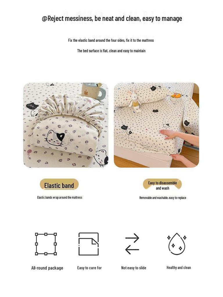 All-Cotton Dorm Bedding Set: Printed Sheets, Mattress Protector, and Pillowcases