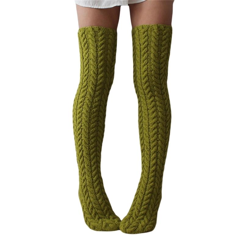 Women's Thigh High Socks Winter Warm Over the Knee Socks Cable Knitted Boot Socks Fashion Extras Long Leg Warmers Gifts