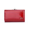 Women's Genuine Patent Leather Tri-fold Wallet, Solid Color, Compact and Multifunctional Card Holder