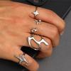 4pcs Fashion Y2K Retro Minimalist Starry Rhinestone Unisex Asymmetrical Couple Rings Set For Women Holiday Vacation Jewelry
