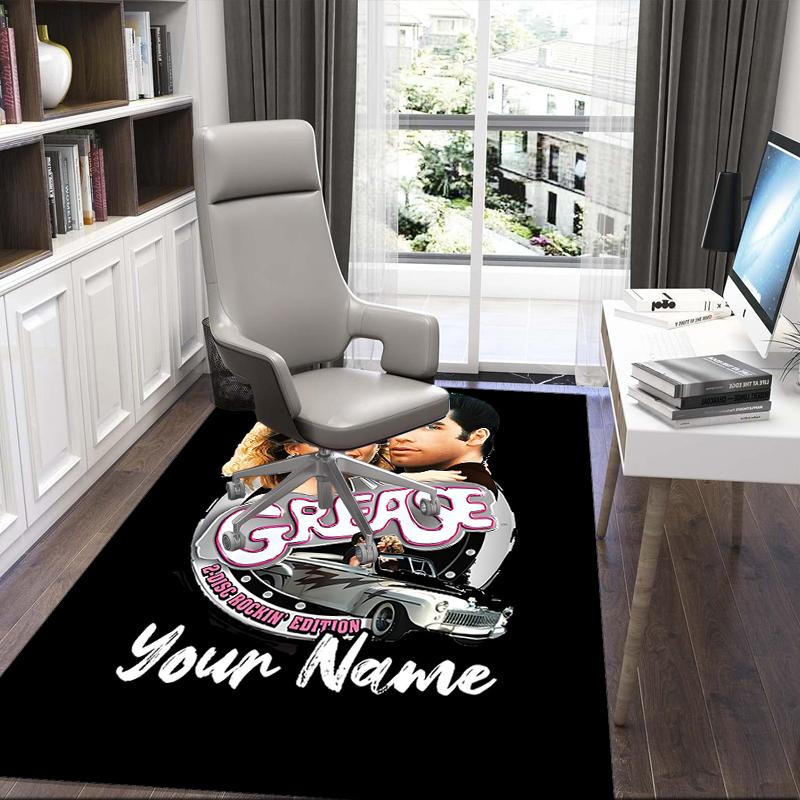 Custom Name Grease Printed Carpet, for Office Chair Living Room Bedroom Kitchen Room Decor Gifts.