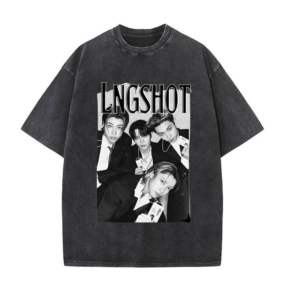 Vintage Washed Korean Kpop Lngshot T Shirt Men Women Clothing Fashion Hip Hop Short Sleeve Cotton Casual Tshirts Streetwear