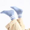 Women's Summer Thin Classic Stripe Two Bar Breathable Sweat Absorbing Leisure Sports Tube Cotton Socks