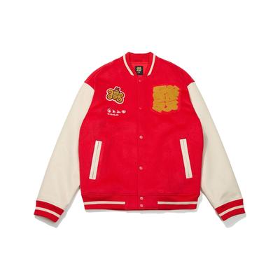 Serie Vita Sportiva Edizione Capodanno Giacca da Baseball Larga Uomo Capispalla Rosso AJMT003-1