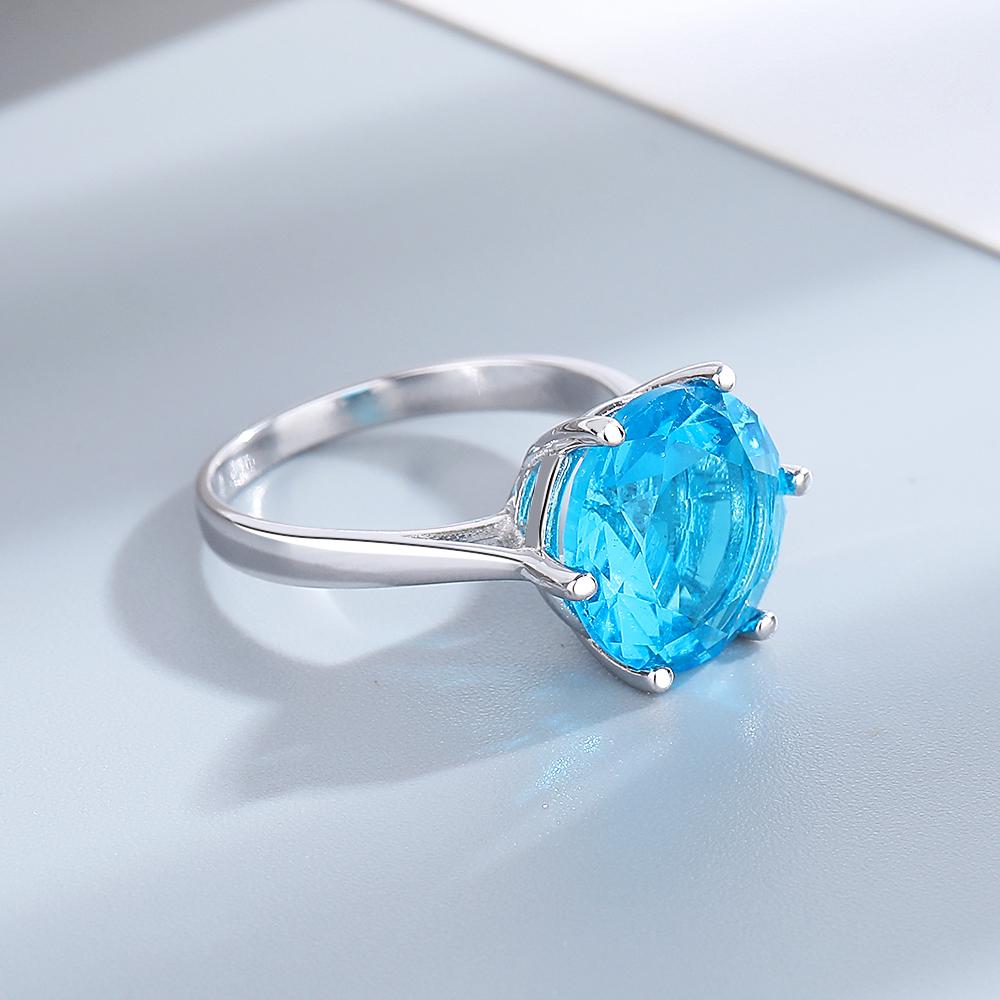 Women's Jewelry  CopperRings Sapphire Blue Zircon Oval Wedding Ring For Women Girls Party