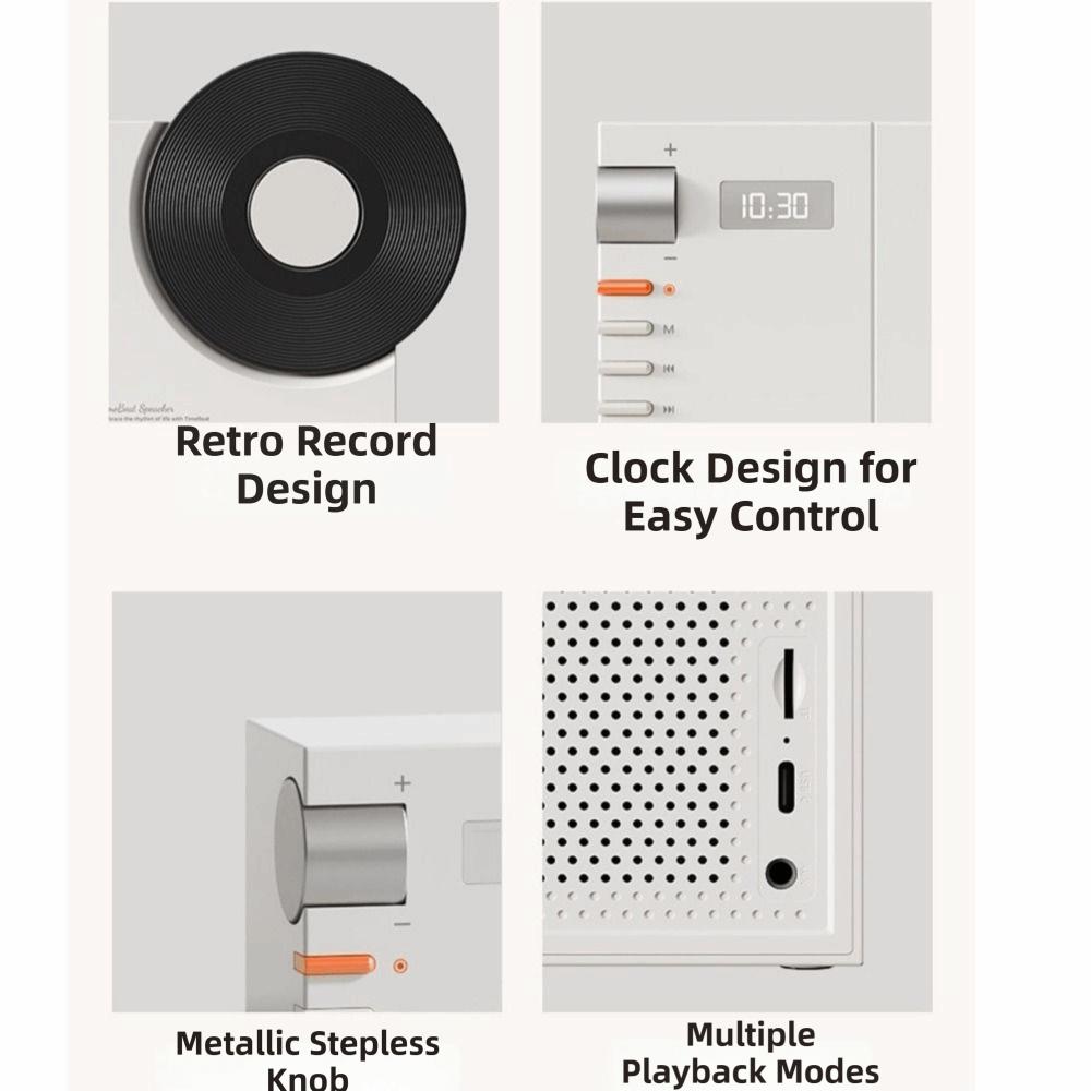 Vintage Style Bluetooth Speaker Super Bass Retro Speaker Creative Design Clock Speaker  Desktop Use