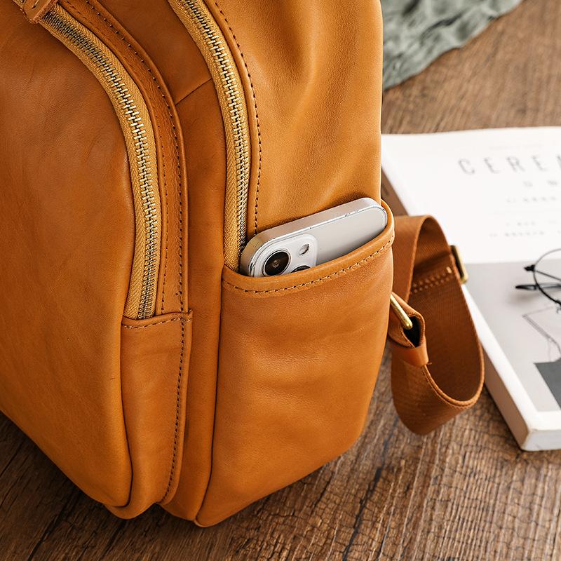 Johnature Large Capacity Genuine Leather Backpack Women Bag Retro Solid Color Natural Soft Cowhide Travel Backpacks