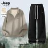 JEEP SPIRIT Men's 2025 Winter Fleece-Lined Half-Zip Sweatshirt & Pants Set