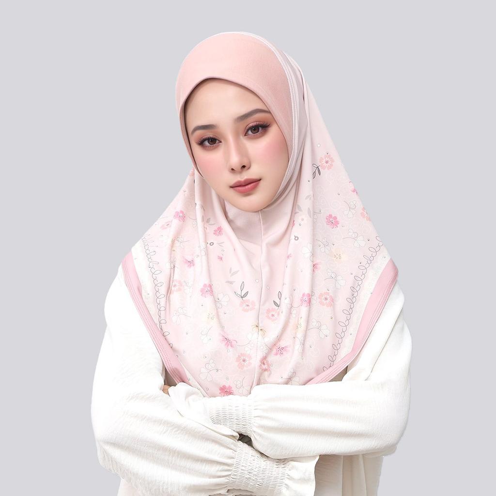New Malaysia Women Hijabs Shawl Floral Print Diamond Fashion Arab Elastic Head Wrap Bonnet Long Scarf Scarves Turban Cap