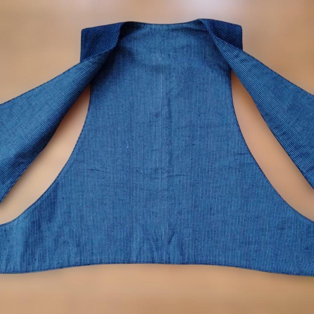 Used Handmade Indigo Dyed Judo Uniform Remake Vest Gilet Unisex Indigo