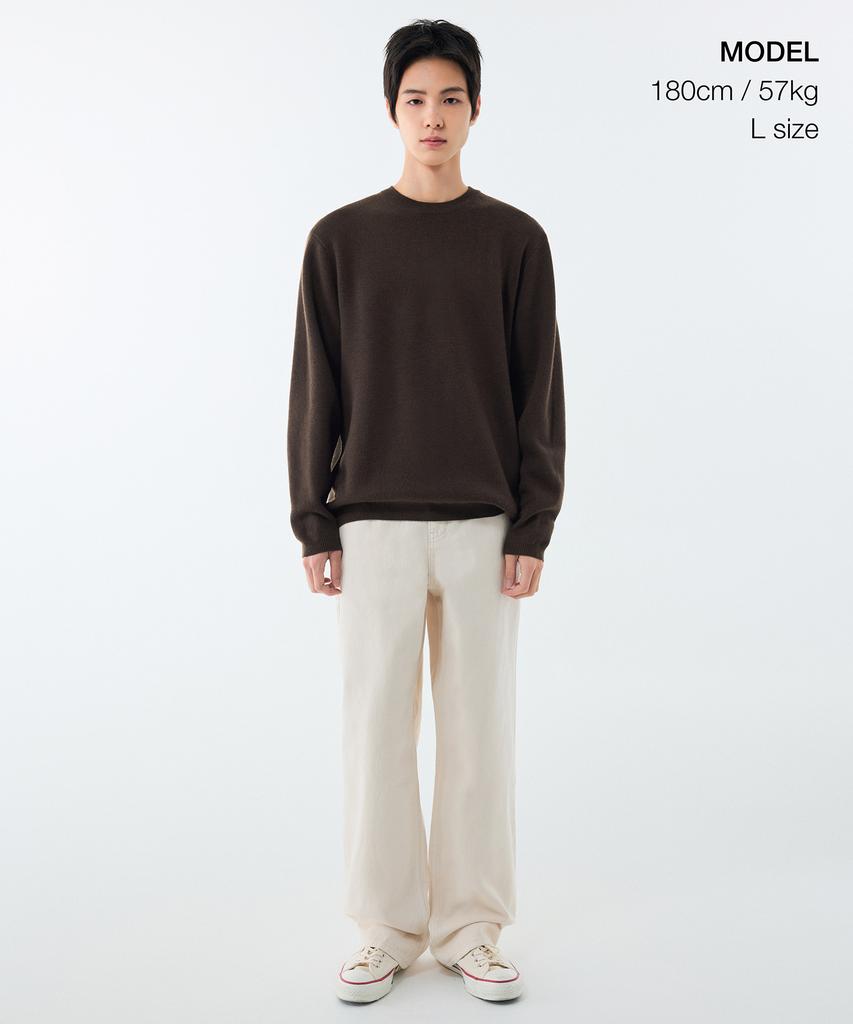 MUSINSA STANDARD Minimal Crew Neck Knit [Brown]