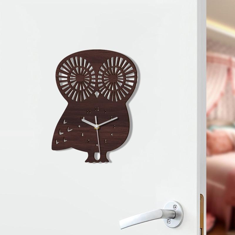 Owl Wood Clock for Creative Animal Children Holiday Gift Supplies for Home Office Dormitory Decoration Birthday Gift