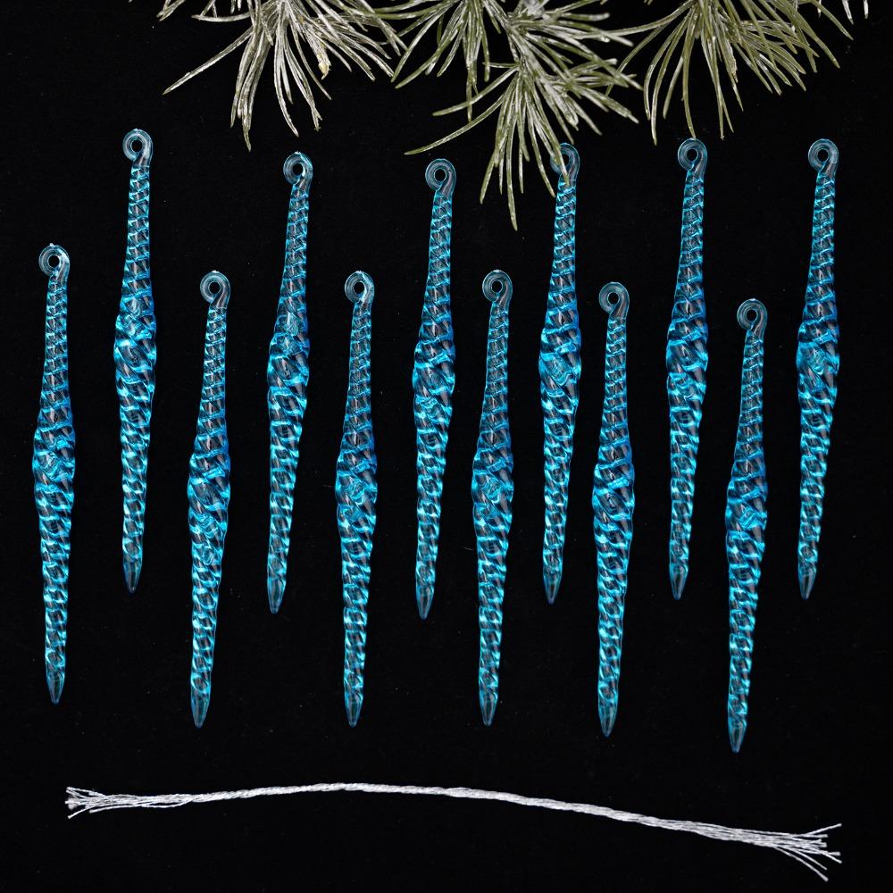 12Pcs Acrylic Clear Christmas Icicle Pendants Set Hanging Icicle Decorations Wedding Party