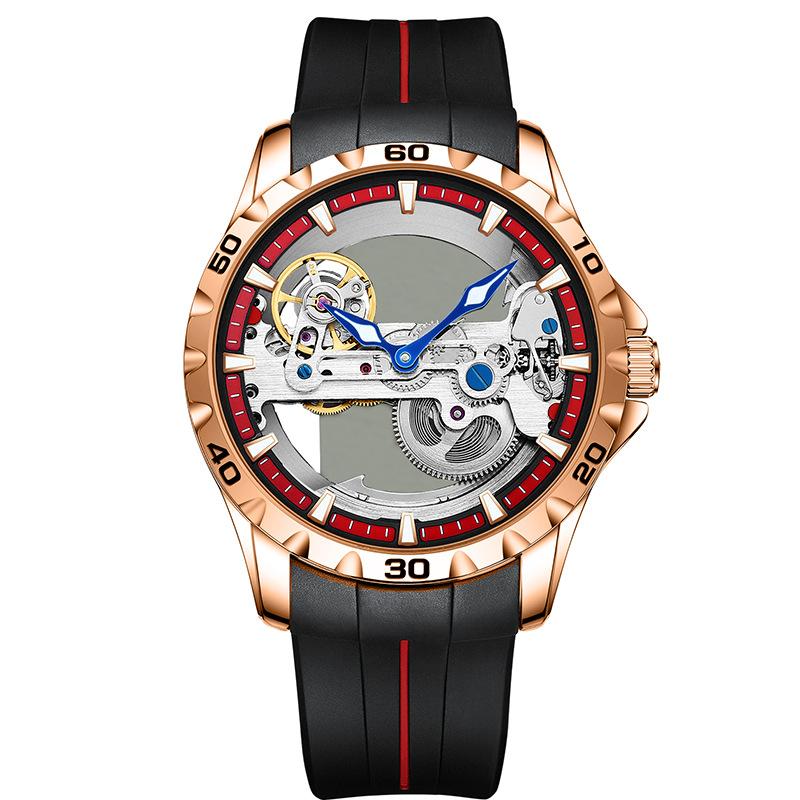 AILANG New Watch Automatic Mechanical Watch Hollow Men's Watch Silicone Tape Watch