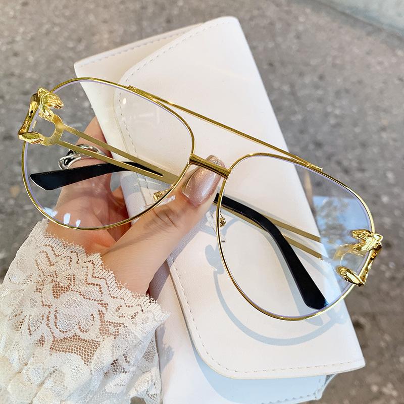 

Солнцезащитные очки мужские и женские с двойной перекладиной в виде головы леопарда, модные очки с защитой от УФ-лучей, очки с тонкой оправой большого размера жаба