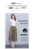Women's Floral Cotton Silk Wide-Leg Skirt Pants - Summer Casual Elastic Waist, Plus Size, Lightweight Seven-Point Length.