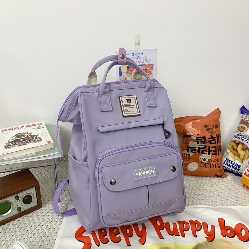 Mochila de estudiante para mujer, mochila de gran capacidad, bolsa de viaje de color sólido para niñas