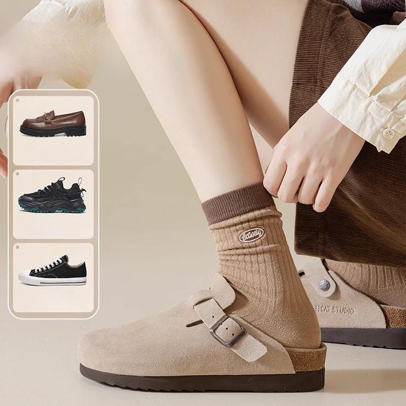Pure Cotton Socks, Women's Spring and Autumn Mid-calf Socks, Breathable, Sweat-absorbing, Deodorizing Postpartum Socks, Anti-pilling Pile Socks