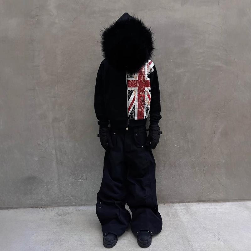 Y2K plyšová cool potištěná módní unisexová trendy cool streetová ležérní mikina s kapucí na podzim a zimu