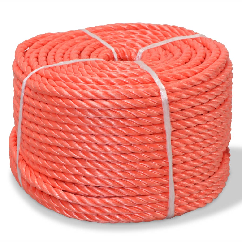 Vidaxl Skręcana Linka Z Polipropylenu, 10 Mm, 250 M, Pomarańczowa