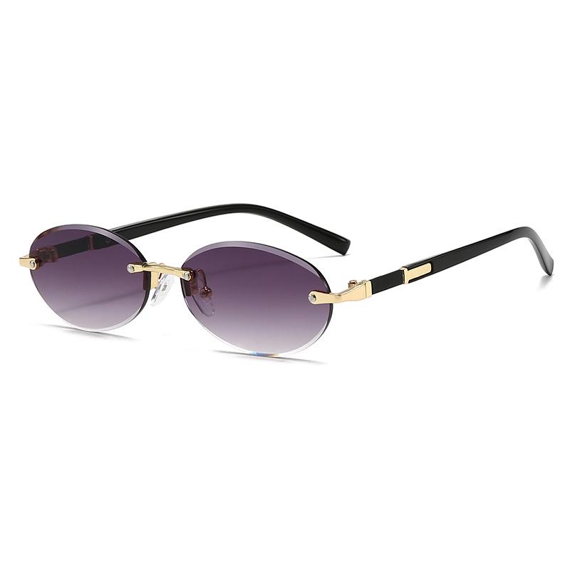 Trendy Frameless Oval Sunglasses - Hot Girl Hip-Hop Fashion Statement