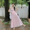 Dopamine Niche Design Waist Thin Seaside Vacation Dress Sweet Super Fairy Pink Sweet Suspender Dress