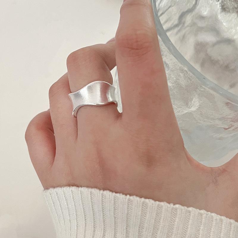 Fashion Matte Texture Exaggerated Wide Ring for Women Men Korean Style Irregular Opening Rings Daily Wearing Jewelry Accessories