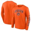 Camiseta de manga larga para hombre Fanatics Naranja Auburn Tigers Arco Distressed Sobre el Logo