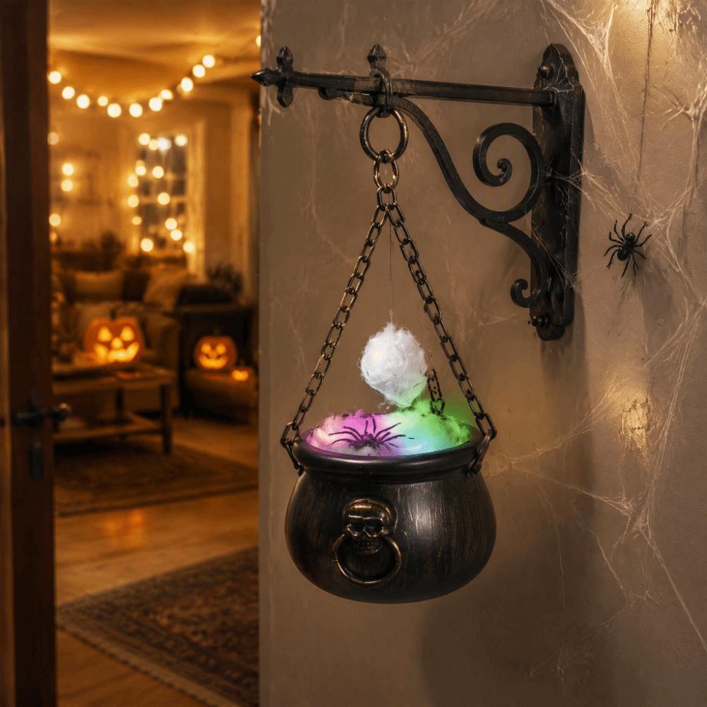 Black Witch Cauldron Mystical Lighted Cauldron Decor Table Centerpiece  Home