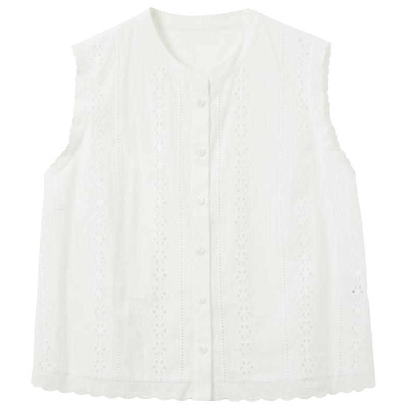 

Sancai 100% Cotton Embroidered Sleeveless Blouse XL