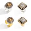 Vintage Square Acrylic Diamond Ring, Fashionable Geometric Imitation Gemstone Ring, Index Finger Ring