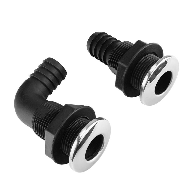 Marin Yacttillbehör 25 mm Nylonplast Genomskrovs Länspump Avloppsutloppsfitting