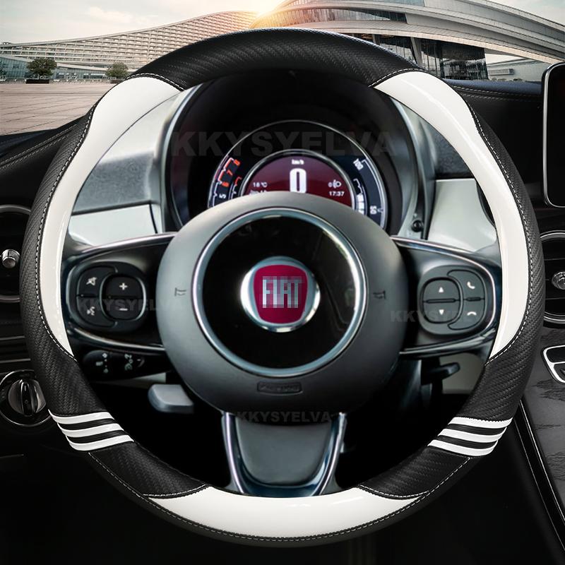 Car Steering Wheel Cover Carbon Fiber For Fiat 500 2007- 500e   500L 2014-2018 500X 2015- Auto Accessories