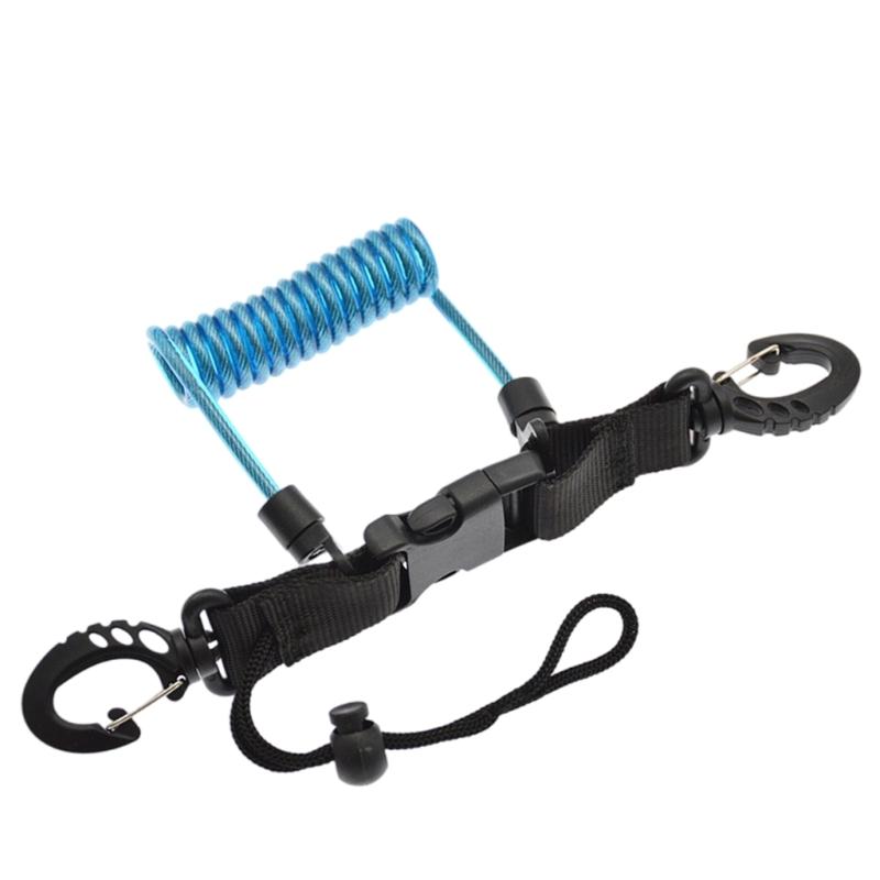 

Diving Coiled Lanyard Antilost Spring Rope Strap Diving Spring Clip Underwater Diving Lanyard with Clamps & Quick Buckle синий